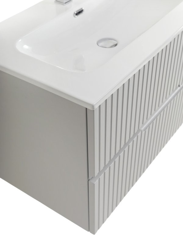 Тумба с раковиной Cezares Duet-n 80 подвесная, 2 ящика, жемчужная серая