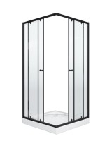 Душевой уголок Parly ZQ81B 80х80 см, с поддоном, профиль матовый черный, стекло прозрачное