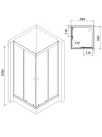 Душевой уголок Parly ZQ81B 80х80 см, с поддоном, профиль матовый черный, стекло прозрачное