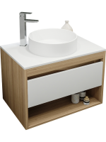 Тумба с раковиной Teymi Ritta 75 дуб эврика, матовая белая, раковина Lina D41