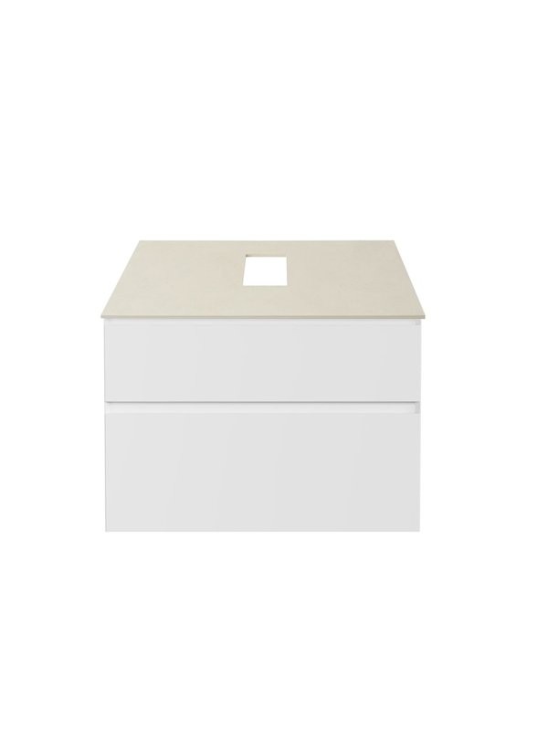 Тумба под раковину со столешницей Allen Brau Infinity 85 2 ящика, матовый белый, столешница бежевая