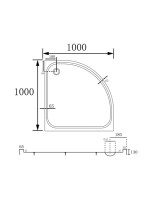 Поддон для душа Abber AD3A100 100x100 четверть круга