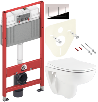 Комплект Унитаз подвесной Seramiksan Petite + Крышка AG50006 с микролифтом + Инсталляция TECE Now 9400412 4 в 1 с кнопкой смыва