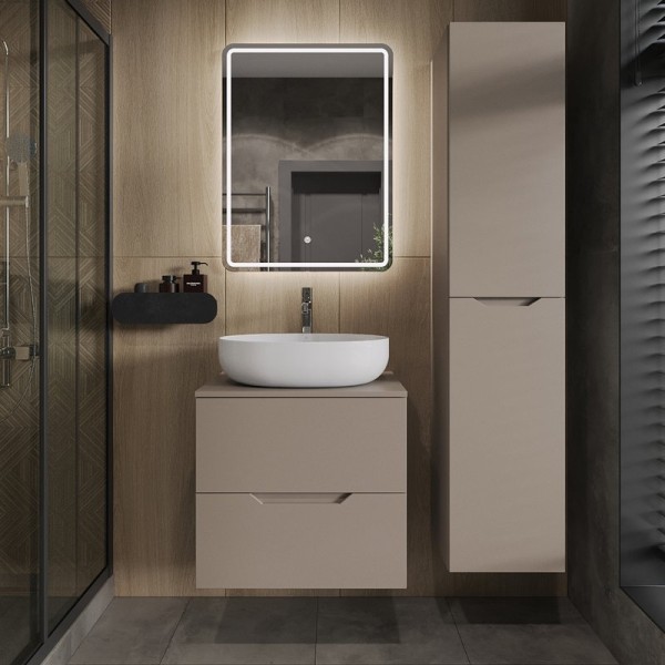 Мебель для ванной комнаты Orange Line 60 подвесная, 2 ящика, матовый латте с раковиной B05-520W