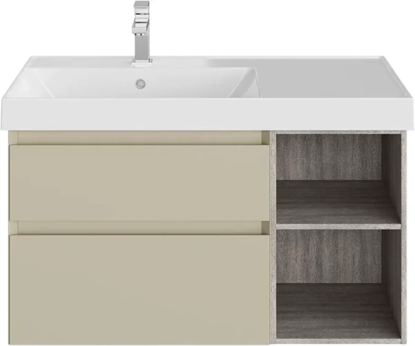Тумба под раковину KERAMA MARAZZI Cubo 90 левая, лимо матовая-древесная