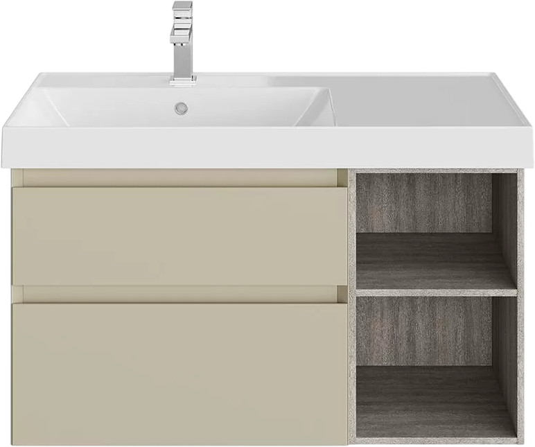 Тумба под раковину KERAMA MARAZZI Cubo 90 левая, лимо матовая-древесная