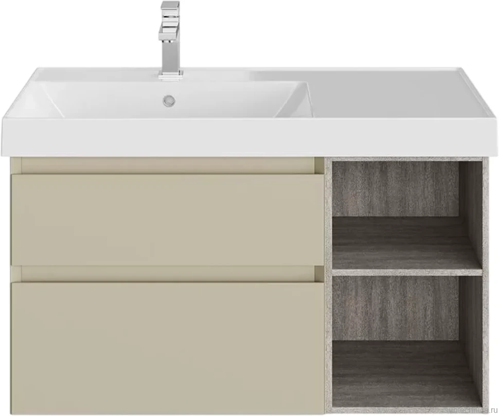 Тумба под раковину KERAMA MARAZZI Cubo 90 левая, лимо матовая-древесная