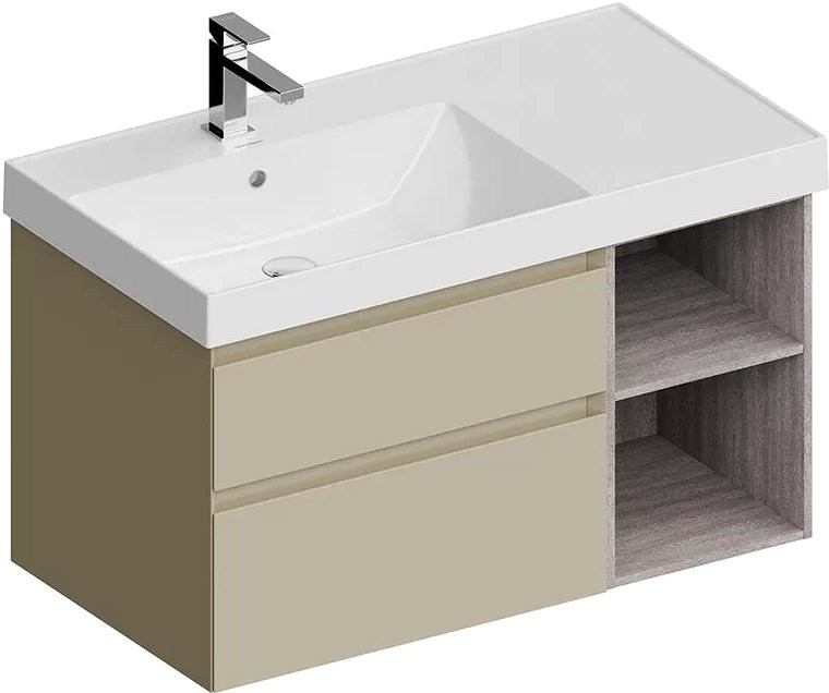 Тумба под раковину KERAMA MARAZZI Cubo 90 левая, лимо матовая-древесная