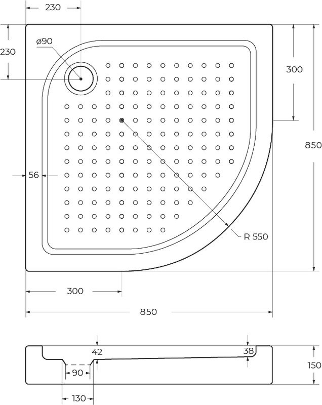 Поддон для душа BelBagno Tray 85х85 R550 с сифоном