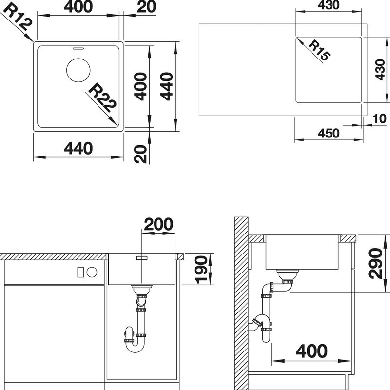 Комплект Мойка Blanco Andano 400-IF + Смеситель Ambis-S 523119