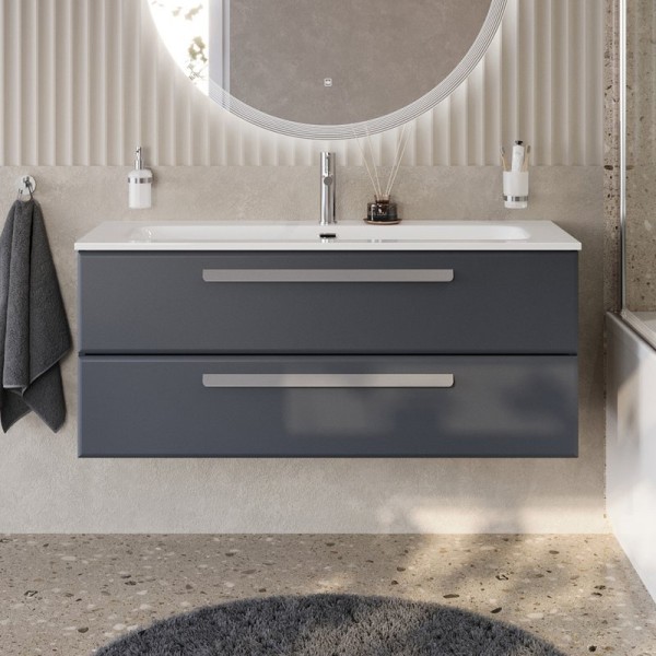 Тумба с раковиной Cezares Eco Cer-N 120 grafito, раковина Eco 120, ручки серые