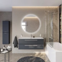 Тумба с раковиной Cezares Eco Cer-N 120 grafito, раковина Eco 120, ручки серые