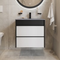 Тумба с раковиной STWORKI Гриндстед 60 белый матовый, антрацит матовый, раковина 43061-112-KL антрацит