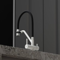 Смеситель для кухни Sancos Dora SC4003GR с гибким изливом, белый гранит