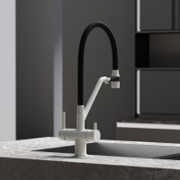 Смеситель для кухни Sancos Dora SC4003GR с гибким изливом, белый гранит