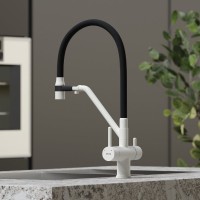 Смеситель для кухни Sancos Dora SC4003GR с гибким изливом, белый гранит