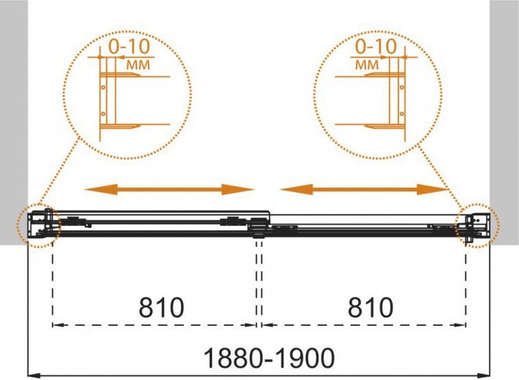 Шторка на ванну Cezares Tandem Soft VF 2 190/145 C Cr IV стекло прозрачное