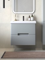 Мебель для ванной комнаты SanStar Ориана 60 подвесная, серая, раковина Cersanit Como 60