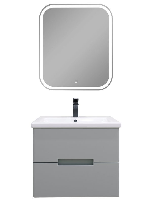 Мебель для ванной комнаты SanStar Ориана 60 подвесная, серая, раковина Cersanit Como 60