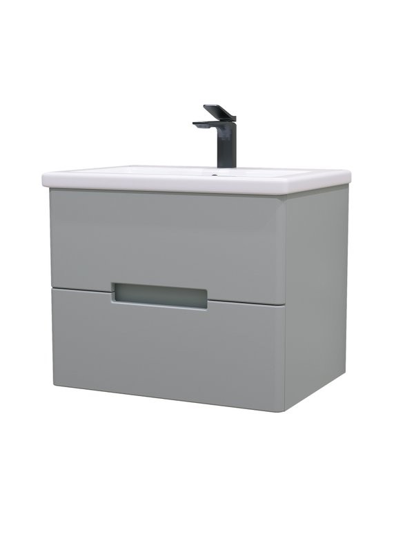 Мебель для ванной комнаты SanStar Ориана 60 подвесная, серая, раковина Cersanit Como 60