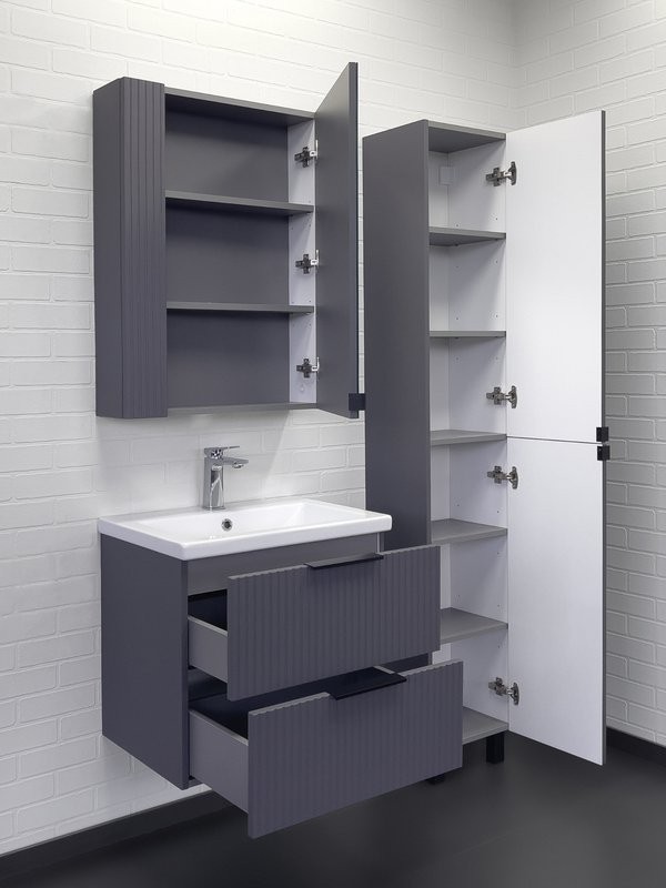 Мебель для ванной комнаты Comforty Лима 60П2 подвесная, антрацит