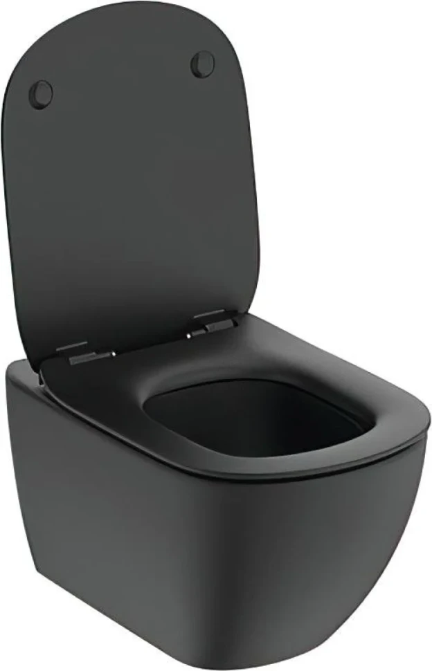 Комплект Унитаз подвесной Ideal Standard IdealMood T4665V3 безободковый, с микролифтом, матовый черный + Инсталляция ProSys R0308A6 с кнопкой смыва черной матовой