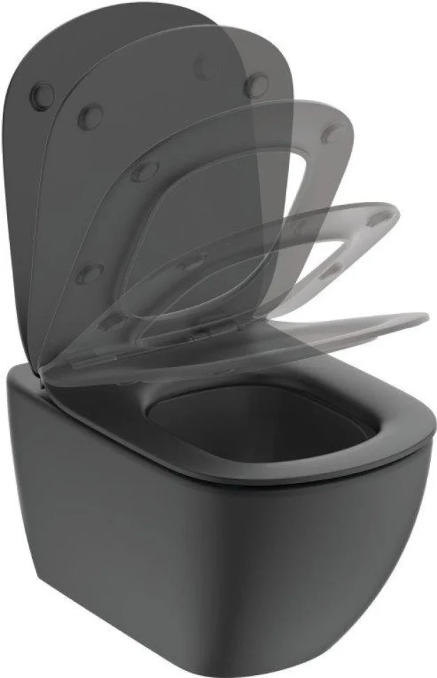 Комплект Унитаз подвесной Ideal Standard IdealMood T4665V3 безободковый, с микролифтом, матовый черный + Инсталляция ProSys R0308A6 с кнопкой смыва черной матовой