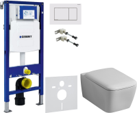 Комплект Унитаз подвесной Geberit iCon Square 201950000 + Крышка Square 571910000 + Крепления Duofix 111.815.00.1 к стене + Звукоизоляция + Инсталляция UP 320 111.300.00.5 + Кнопка Sigma 30 115.883.JT.1 белая матовая, хром глянцевый