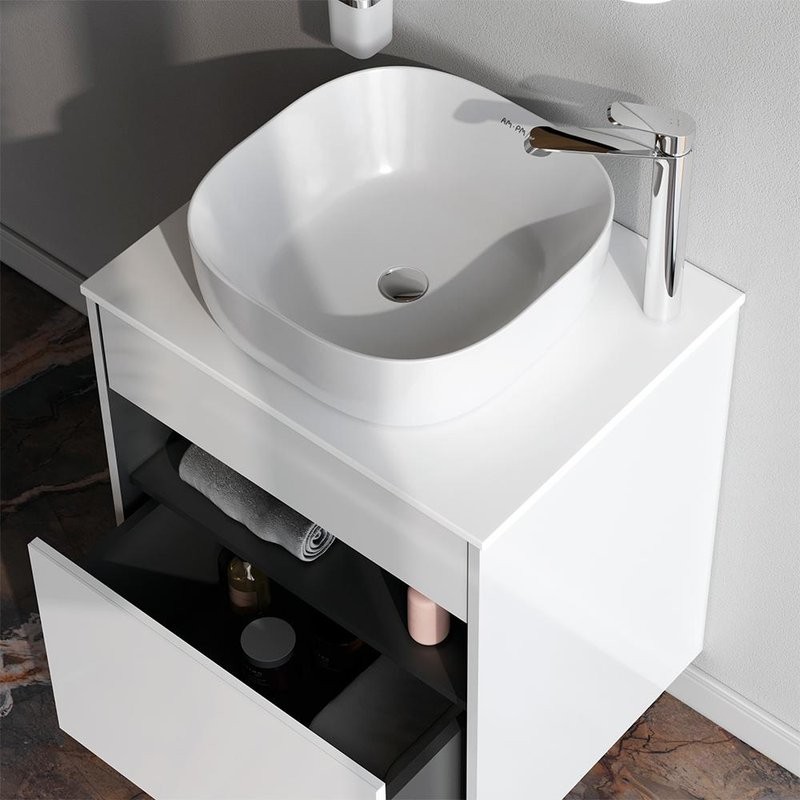 Мебель для ванной комнаты AM.PM Func 60 белый глянец, со столешницей, раковина M8FWCC30430WG