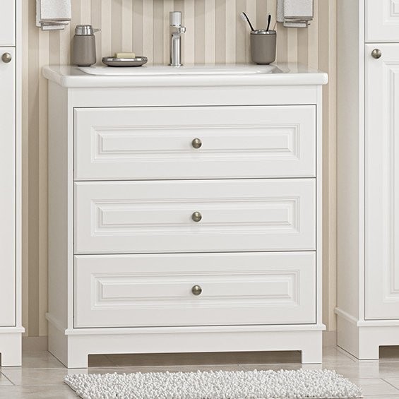 Тумба под раковину без столешницы Misty Ларго 80 напольная, матовая белая