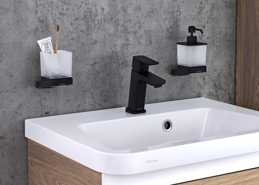 Стакан для ванной Ravak 10° TD 210.20 настенный, черный, стеклянный