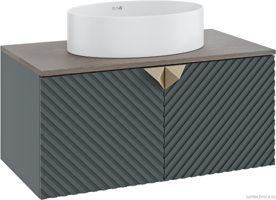 Тумба под раковину со столешницей Runo Андорра 85 графит, дуб коньячный