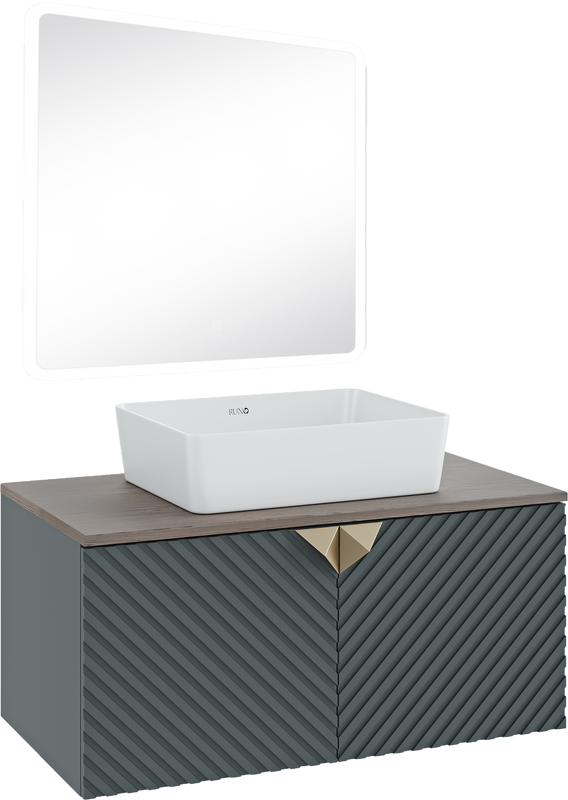 Тумба под раковину со столешницей Runo Андорра 85 графит, дуб коньячный