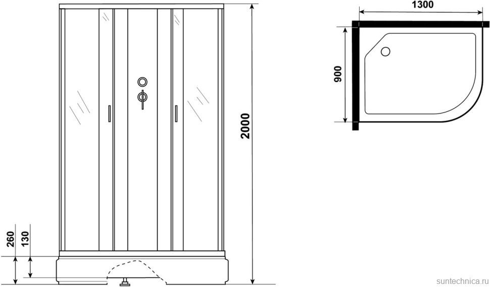 Душевая кабина Niagara Classic NG-33394-14LBK 130х90 см, без крыши