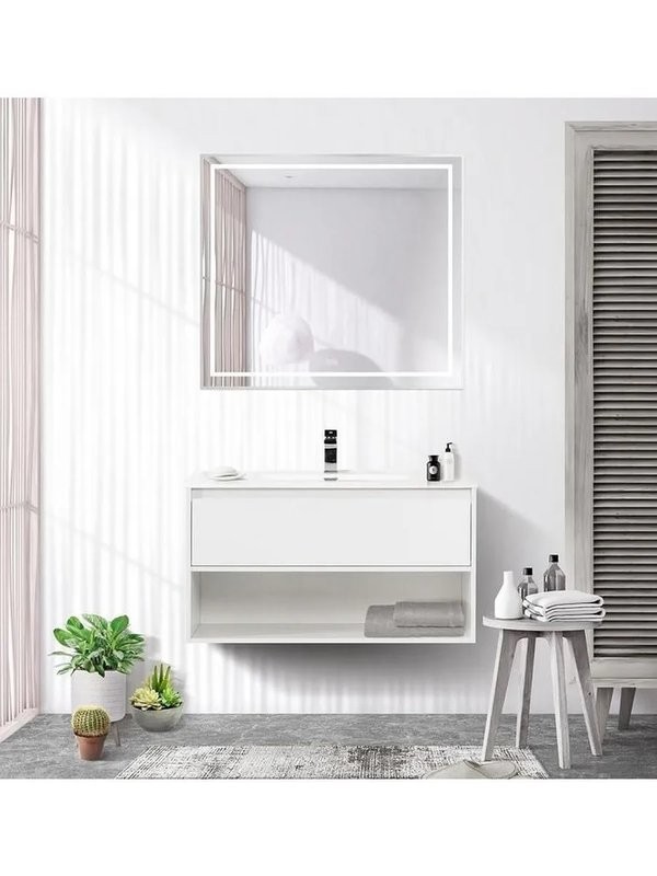 Зеркало BelBagno Kraft 90x80, с подсветкой, с подогревом, сатин
