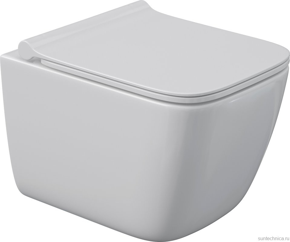 Комплект Berges Atom Quattro S Rimless крышка-сиденье с микролифтом, кнопка смыва глянцевый хром