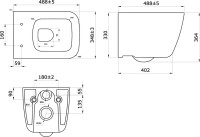 Комплект Berges Atom Quattro S Rimless крышка-сиденье с микролифтом, кнопка смыва глянцевый хром