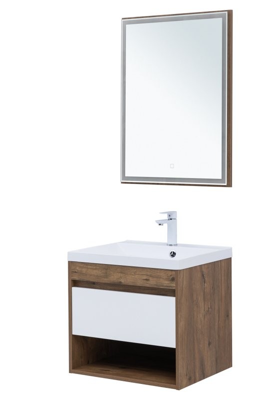 Тумба под раковину Aquanet Тренд 60 дуб рустикальный/белый сатин