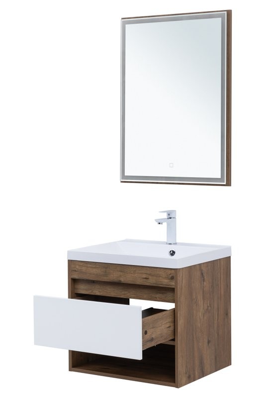 Тумба под раковину Aquanet Тренд 60 дуб рустикальный/белый сатин