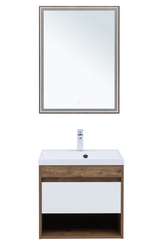 Тумба под раковину Aquanet Тренд 60 дуб рустикальный/белый сатин