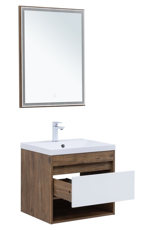 Тумба под раковину Aquanet Тренд 60 дуб рустикальный/белый сатин