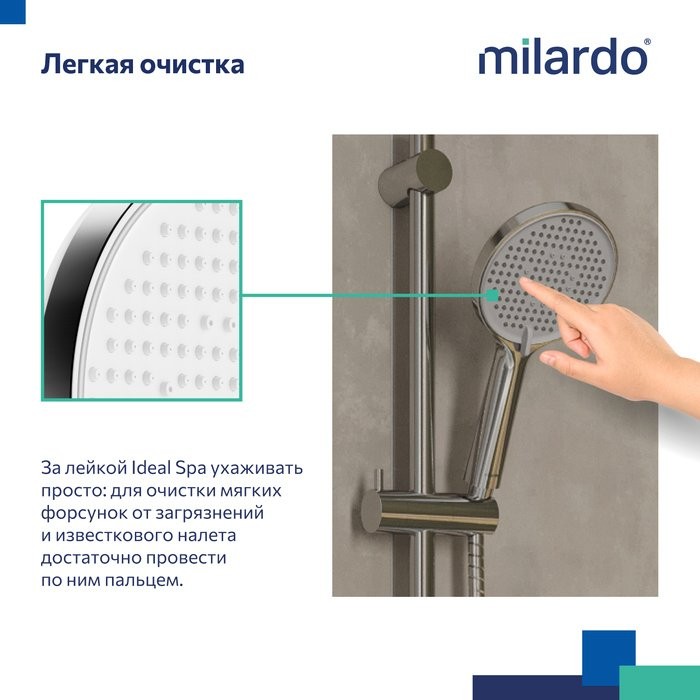 Душевая лейка Milardo Ideal Spa ILS3FCRM18 глянцевый хром