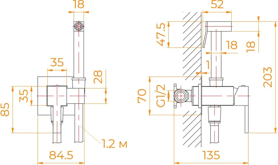 Гигиенический душ RGW Shower Panels SP-212B со смесителем, С ВНУТРЕННЕЙ ЧАСТЬЮ, черный