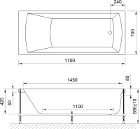 Акриловая ванна Royal Bath Vienna RB 953203 170x70 см, пристенная, белая, с каркасом