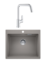 Комплект Мойка Blanco Pleon 6 серый беж + Смеситель Grohe Eurosmart