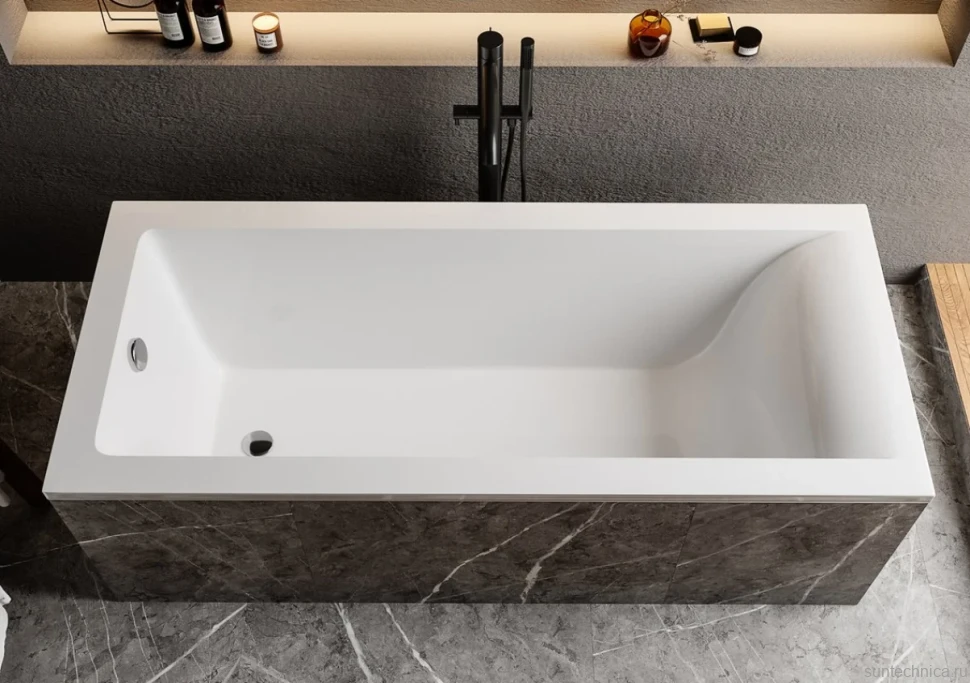 Ванна из искусственного камня Marmo Bagno Ницца 170x70 см, встраиваемая, белая, на ножках