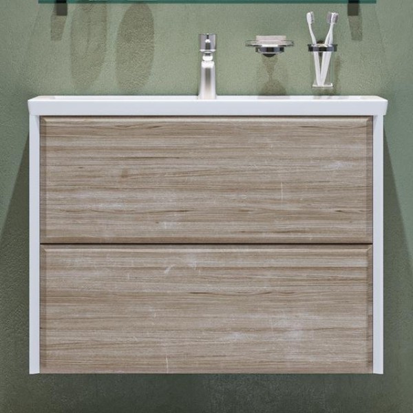 Тумба с раковиной Velvex Gesso 80.2Y дуб сонома, белая