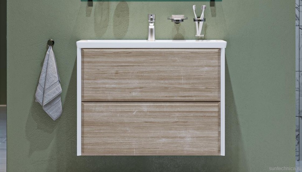 Тумба с раковиной Velvex Gesso 80.2Y дуб сонома, белая
