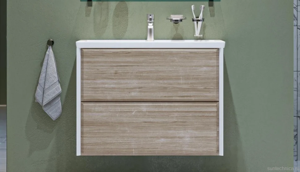 Тумба с раковиной Velvex Gesso 80.2Y дуб сонома, белая