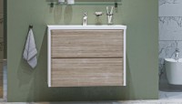 Тумба с раковиной Velvex Gesso 80.2Y дуб сонома, белая